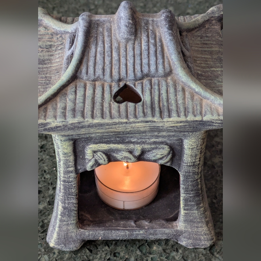 Indoor or Garden Votive Candle Pottery Lantern.